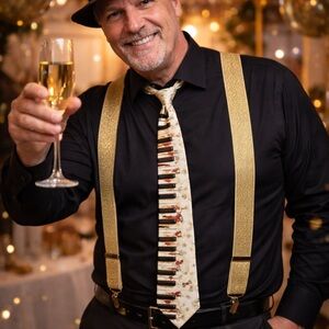 Vintage Gold Metallic Suspenders UNISEX